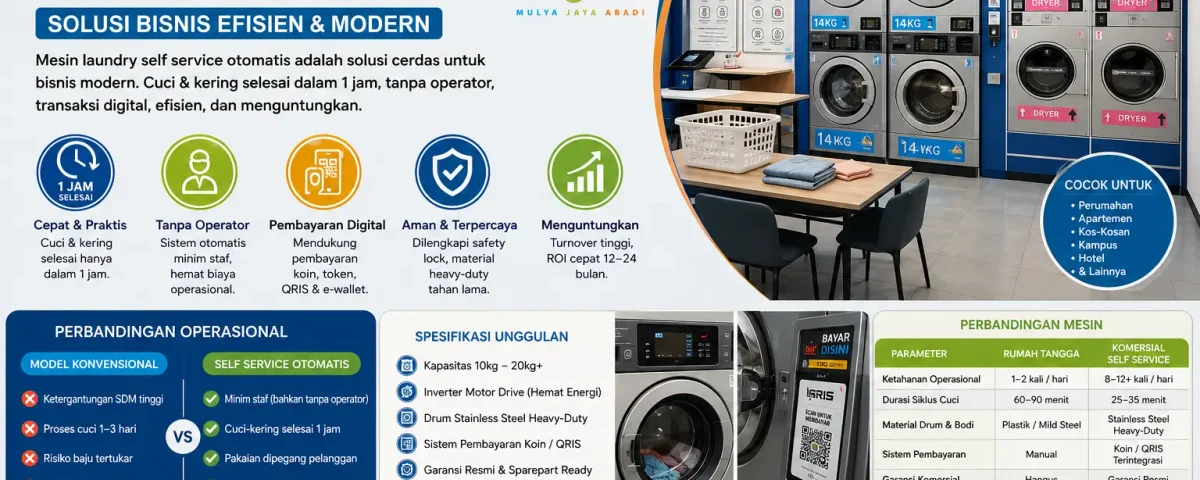 Mesin Laundry Self Service Otomatis Panduan & Harga