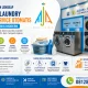 automatic laundry machine, mesin   laundry digital, sistem laundry otomatis, mesin laundry tanpa operator,   teknologi smart laundry, mesin laundry pintar