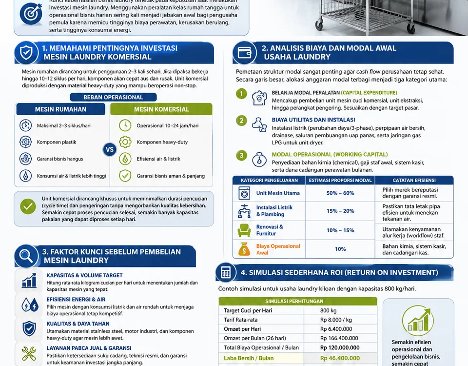 investasi bisnis laundry, harga mesin laundry komersial, modal awal usaha laundry, keuntungan mesin laundry, pembelian mesin laundry