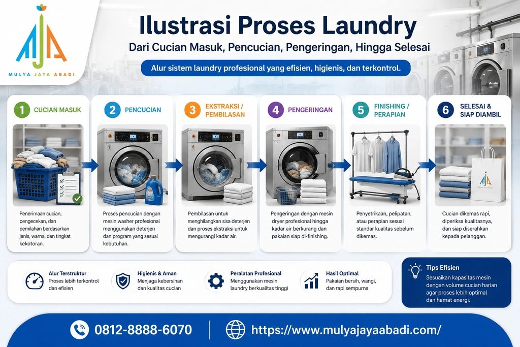 Ilustrasi Proses Cucian Masuk hingga Selesai