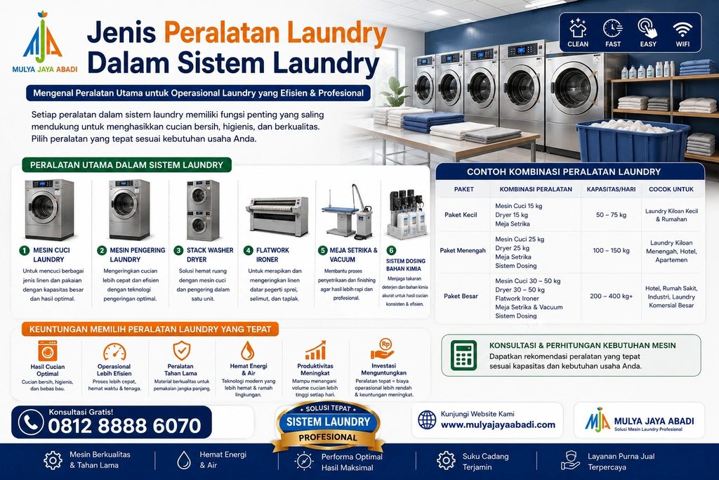 Jenis Peralatan Laundry Dalam Sistem Laundry