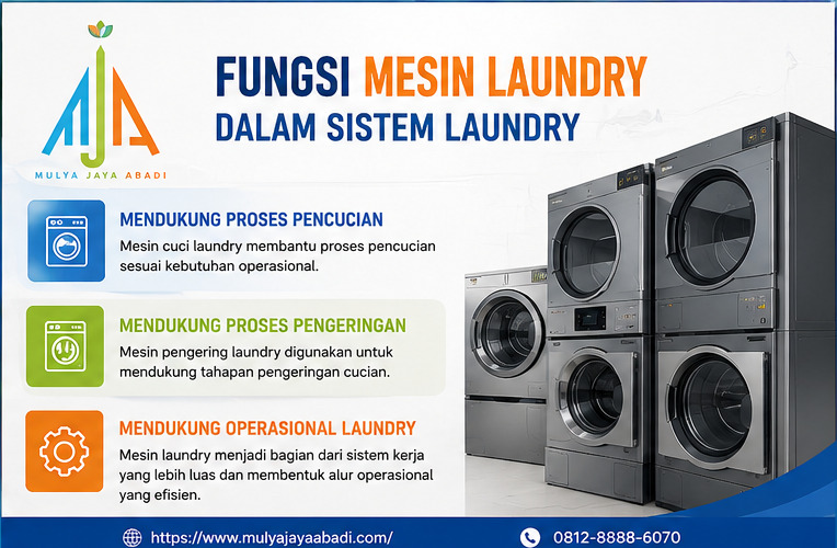 Apa fungsi utama mesin laundry?; sistem mesin laundry; peralatan laundry profesional