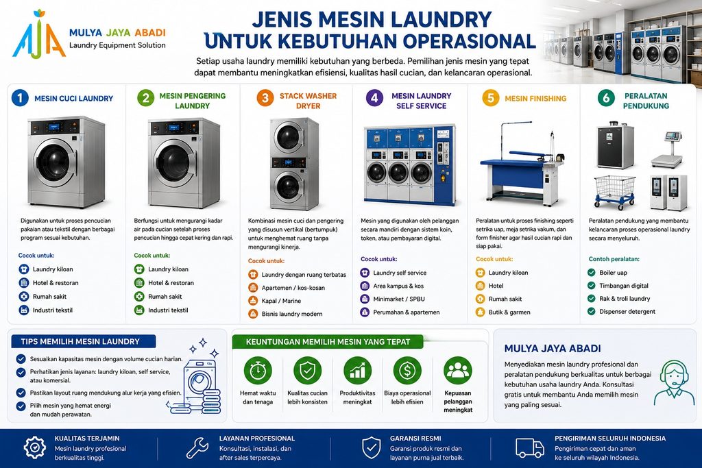 jenis mesin laundry untuk kebutuhan operasional