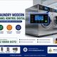 mesin laundry modern dengan panel kontrol digital.